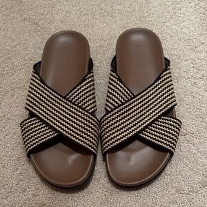 Rothy's Black and Tan Sandals